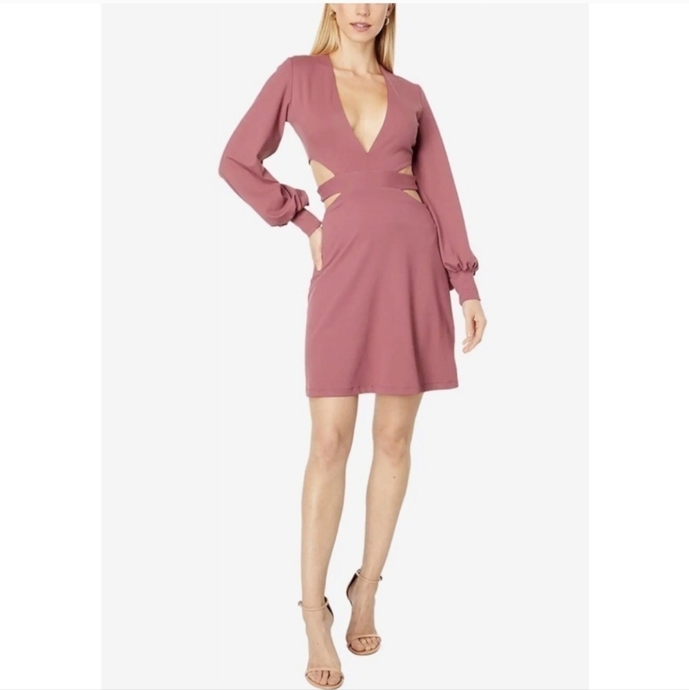 Susana Monaco Revolve Mauve Long Sleeve Cutout Mini Dress NWOT Womens Small